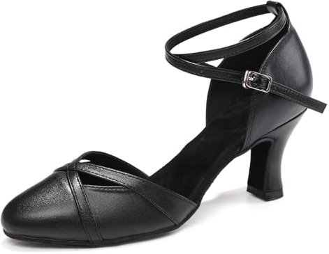 ZYXWVU Zapatos de Baile Latin Mujer Cerrados Bachata y Salsa Tango Vals Zapatos de Danza Negro, 38 EU