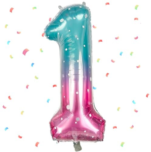 Ballon Chiffre 1,Ballons 1 an Gradient Rose Bleu,Ballons 1 Ans Anniversaire Numero 1 Hélium Ballons,101cm Chiffre 1 Decoration Pour Garçons Filles Anniversaire Fête