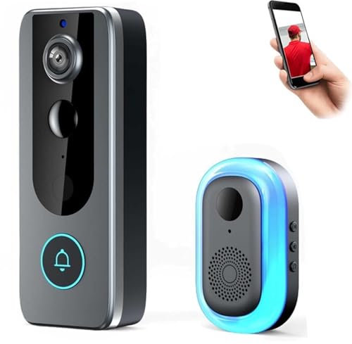 GuardianBell Pro – Smart WiFi Doorbell & Security Cam in One with Two-Way Audio, Motion Alerts, Auto Snapshots, Night Vision, Chime Included, 4000mAh Rechargeable Battery, IP65 Waterproof