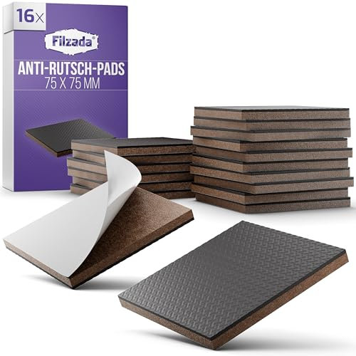 Filzada® 16x Antirutsch Pads Möbel 75 x 75 mm - Premium Gummipads - Anti Rutsch Pads - Selbstklebende Antirutsch Aufkleber - Gummi Unterlage Möbelstopper - Anti Rutsch Pad