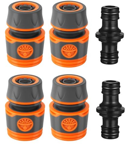 JKITNHJOT Schlauchverbinder Set, 4 Stück Schlauchanschluss 1/2 Zoll, Schlauchkupplung Zubehör 13 mm mit 2 Doppel Stecker, Schlauch Kupplung Set für Gartenschläuche Schlauchdüsen Spritzpistolen