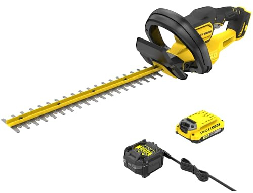 STANLEY FATMAX 18V V20 Akku-Heckenschere (50 cm Schwertlänge, 19 mm Schnittstärke, mit Bügelhandgriff & Messer-Schnellstopp, inkl. 2.0Ah Akku & Ladegerät) SFMCHT650D1-QW