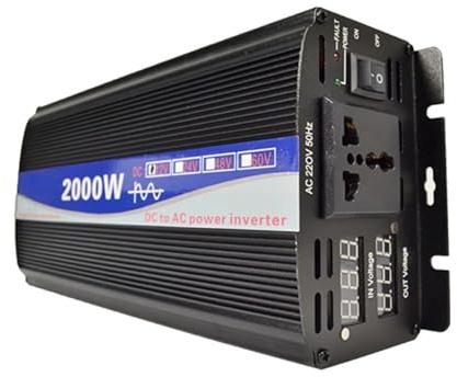 Inversor Inversores Coche 2000W 1000W 800W Transformador 12V 24V 48V 60V 72V A CA 110 V 220 V Convertidor Solar Onda Sinusoidal Pura con Enchufe Universal(B,12V,220V 50HZ)