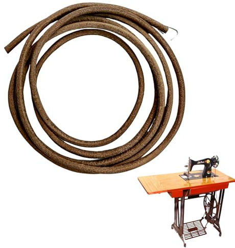 Larebidtex 183cm Lang φ5mm Lederriemen Nähmaschine Rund Lederschnur Leder Antriebsriemen mit 1 Haken, für Singer, Brother, Jones und andere Vintage-Pedal-Nähmaschinen