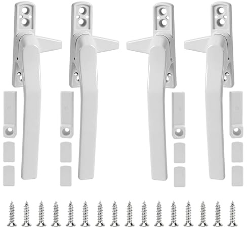 4 PCS Window Handles,UPVC Window Handle,Window Handle Replacement | Key Locking,Double Glazing Window Handles,Right/Left Handles for Windows and Sliding Doors,Easy Installation (White)