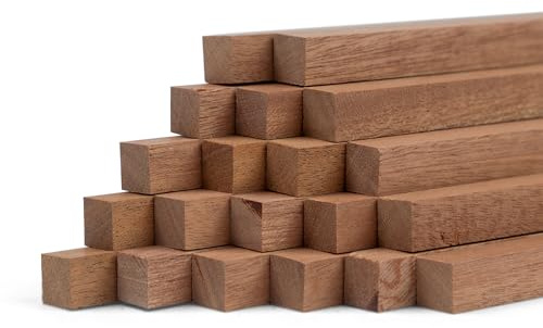 Woodsellers Juego de 20 barras de madera, madera maciza cepillada, 10 x 10 x 250 mm (secado técnico 10 – 12 %), listones de madera listos para pegar para muebles, construcción de interiores y