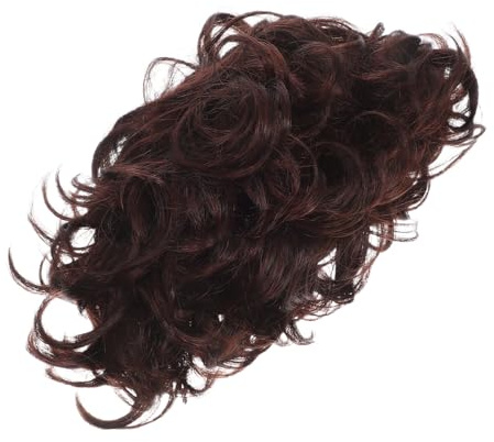 MOBUTOFU Kurze Afro Locken Herrenperücke aus Hitzebeständigen Kunstfasern Braun Leichtes Toupet für Alltag Kostüme und Cosplay