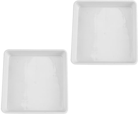 GOOHOCHY Soucoupe Carrée en Plastique pour Plantes 2pcs 41x41 CM Blanc | Soucoupe Carrée 45x45, Bac de Récupération pour Jardinière en Plastique, Plateaux à Fleurs Carrés en Plastique