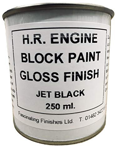 1 x 250ml Jet Black Gloss Heat Resistant Engine Block Enamel Petrol & Oil Resistant