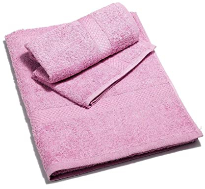 Caleffi - Minorca in Spugna 100% Morbido Cotone Idrofilo 450gsm, Lavabile in Lavatrice 40° + Asciugatrice, Coppia (55x105 cm + Ospite 40X60 cm) Colore CONFETTO