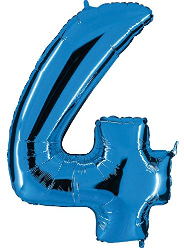 Grabo XXL Riesen Zahlen Folienballon 102 cm (40) Farbauswahl – Perfekte Deko für Geburtstage, Jubiläen & Feiern – Happy Birthday Party-Highlight - für Helium und Luft! Wiederverwendbar! (Blau, 4)