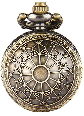 JewelryWe Vintage Steampunk Spinnennetz Taschenuhr Analog Quarz Kettenuhr Uhr Halskette Kette Bronze Vatertagsgeschenk