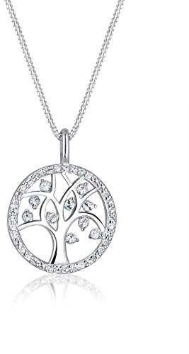 Elli Necklace Women Tree Of Life Pendant Basic with Crystals in 925 Sterling Silver