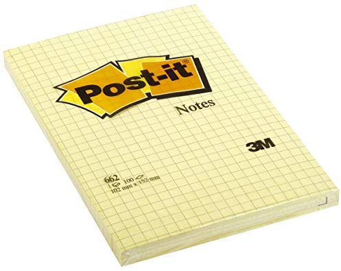 Post-it 662 Haftnotizen, 102 x 152 mm, kariert, gelb