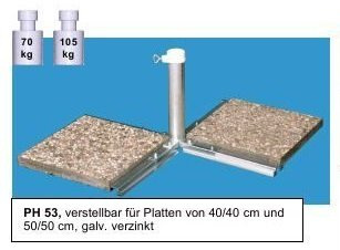 SCHIRMSTÄNDER - aus DEUTSCHEM Stahl - PLATTENSTÄNDER - GALVANISCH VERZINKTER PLATTENSTÄNDER BIS 53 mm Ø für GROSSSCHIRME zum Einlegen von BETONPLATTEN 40 x 40 cm oder 50 x 50 - - Made in Germany
