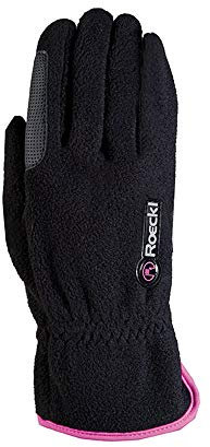 Roeckl Sports Junior Winter Handschuh Kairi, Kinder Reithandschuh, Schwarz/Pink, 5