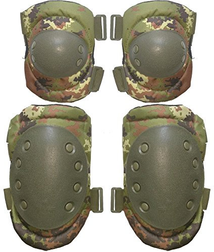 Ginocchiere Gomitiere Protezioni Softair Militare Mimetiche Vegetato Italiano