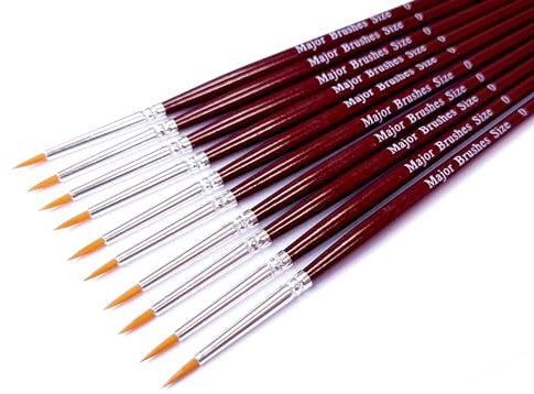 Major Brushes Sable Substitute Brush Size 0 - Set of 10