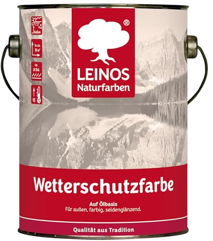 LEINOS Wetterschutzfarbe 2,5 l | Erdbraun Holzlasur für Holzfassaden Fenster Gartenhäuser | wetterbeständige Deckfarbe, effektive Versiegelung, langanhaltender Schutz auf Ölbasis im Außenbereich