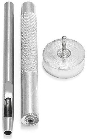 Trimming Shop 6mm Hollow Hole Punch 3pcs Hand Tool Set, Setter Base, Punch, and Eyelet Grommet Fixing Tool Durable Craft Essential for DIY Leathercraft, Handbag, Shoes, Clothing Repair, Scrapbooking