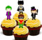 Batman Mix - Edible Cupcake Toppers - Stand-up Wafer Cake Decorations (Pack of 12)