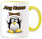 Unigift Personalisierbares Geschenk – Marionetten-Tasse (Pinguin-Kostüm-Design), Name, Nachricht, einzigartig, lustig, lustig, Gruselpuppe, Puppe, Stmarionettist Spielzeug Pinocchio, keramik, gelb
