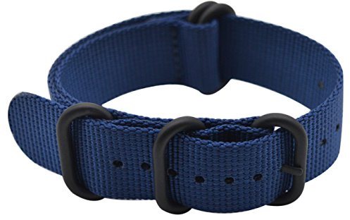 ArtStyle Uhrenarmband mit ballistischem Nylon-Armband und hochwertiger schwarzer Schnalle (matte Schnalle), 18 mm