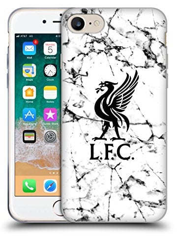 Head Case Designs Officially Licensed Liverpool Football Club Black Liver Bird Marble Soft Gel Case Compatible With Apple iPhone 7/8 / SE 2020 & 2022