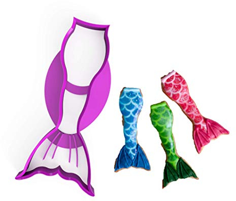 Ausstecher Meerjungfrau │ im Design Arielle│ Keksausstecher Nixe - Meerfrau - Fisch Ausstechform Mermaid │Cookie Cutter Flosse │ inkl. 2 Rezepten │ Bio Kunststoff - lebensmittelecht │Made in Germany