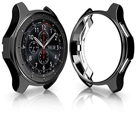 PINHEN Schutzhülle Kompatibel mit Galaxy Watch 46mm /Gear S3 Frontier - Soft TPU Kratzfest Schutzhülle Schale Hülle für Gear S3 Frontier/Galaxy Watch 46mm(Black)