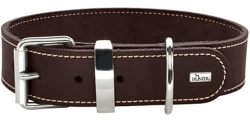 HUNTER AALBORG SPECIAL Hundehalsband, Leder, strapazierfähig, komfortabel, 70 (L-XL), dunkelbraun