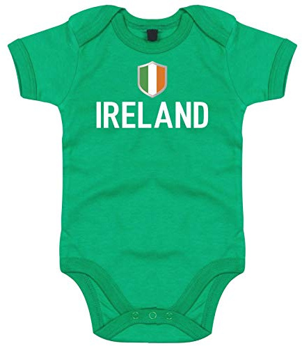 FanShirts4u Länder Baby Body - IRLAND ÉIRE IRELAND - inkl. Druck Name & Nummer EM WM Trikot (0-3 Monate, Grün/IRELAND)