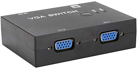 ASHATA VGA Switch 2 PC 1, VGA Splitter Computerzubehör 2-In-1-Out 2 Port Switcher HD-Display-Zubehör für Host-Switch, 2x1 Dual Port VGA-Switch 1920x1080