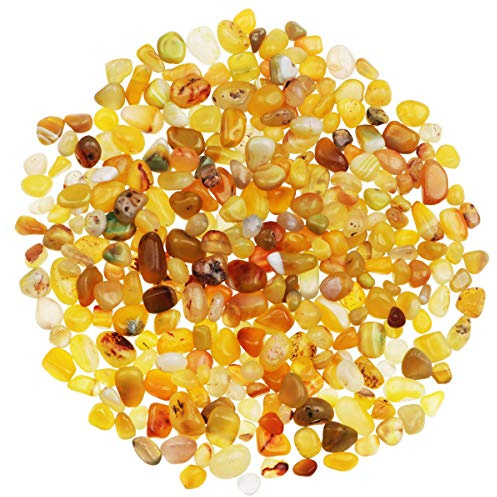 YiYa Gelb Achatstein Schotter Edelstein natürlicher Kristallquarz verwendet für Hauptdekoration Vase Füller Schwimmbad Topfpflanze Dekoration(ca. 310 g/Beutel)