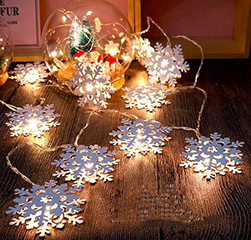 SLRMKK Guirlande Lumineuse géométrique en métal, 4M 20LED Flocons de Neige Fée Guirlande Lumineuse Géométrique Rose Gold Metal Fairy Lights Batterie pour Noël Décoration de fête à la Maison