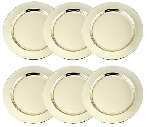 Insun Lot de 6 Ronde Assiettes de Service Décorative Assiettes de Présentation en Acier Inoxydable or 30cm diamètre