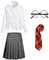 FStory&Winyee Zauberer Zubehör Set Kinder Erwachsene Fanartikel Fasching Outfit Zubehör Set Krawatte, Hemd/Bluse, Rock, Weste, Brille, Rot-Weiblich Set 05, 145