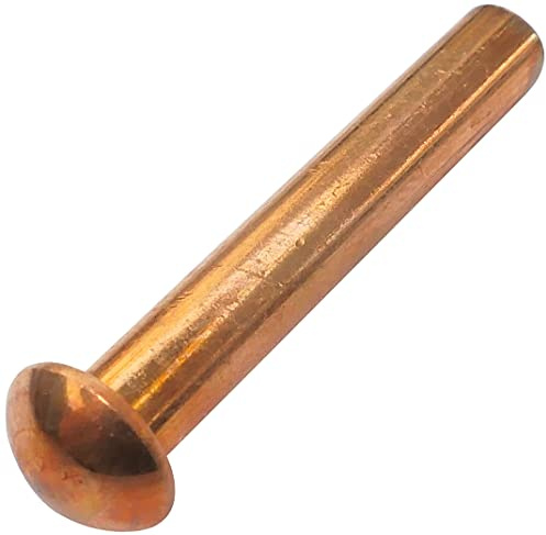 AERZETIX - C48035 - Satz von 20 Nieten aus kupfer - kupfernieten Ø4x25mm mit halbrundkopf - halbrundnieten - halbrundkopfniete - vollniet - DIN 660 - montage von teilen aus metall