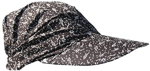 Cool4 Sommer Schirm Kopftuch Visor Strand Cap Bandana Sonnenschutz Mütze A01 (Schwarz (Stark Dezent geblümt) (XS/S))