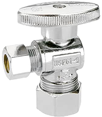 AIRISIN Vanne d'arrêt d'angle en laiton 1/4 de tour 1/2 NOM In (5/8 OD Comp) x 3/8 COMP Out Robinet d'arrêt d'eau pour lavabo/salle de bain/toilettes/cuisine (lot de 1)