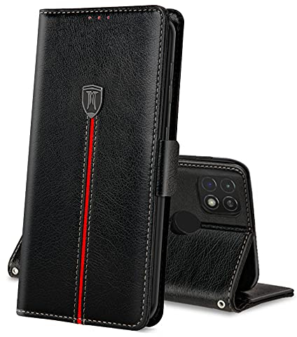 Coque pour Xiaomi Redmi 9C / 9C NFC, Rabat Portefeuille Cuir Etui, Slim TPU Silicone Bumper Magnétique Housse, Porte Cartes avec Fonction Support Cover, Antichoc Case pour Redmi 9C / 9C NFC Noir