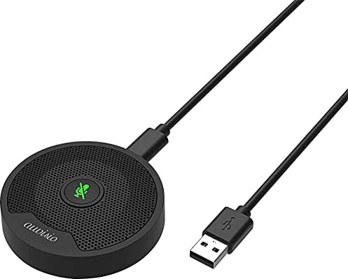 auvisio Konferenzmikro: Omnidirektionales 360°-Kondensator-Konferenzmikrofon, USB C, PC & Mac (USB Mikrofon, Computermikrofon, Konferenztelefon)