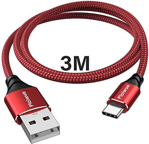 USB C Cable 3M, USB A to USB C Fast Charger Cable Nylon Braided USB Type C Charging Cord Compatible for Samsung Galaxy S20 S10 S9 S8,PS5 Controller, Switch,Huawei P20 P10, Sony Xperia, LG