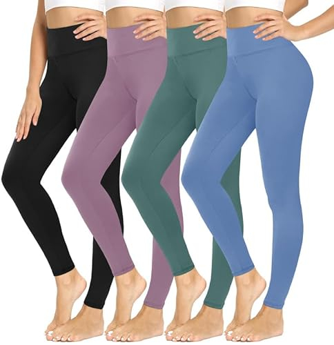 CAMPSNAIL Leggings Damen High Waist Blickdicht Leggings Weich Leggins Elastisch Sportleggins Lang Bauchweg Push Up Hose für Yoga Sport Gym(Schwarz/grün/Hellblau/lila, Plus Size(DE42-48))