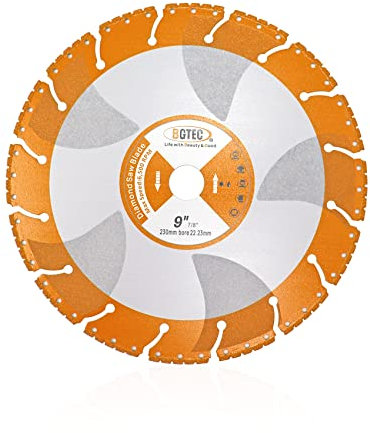 BGTEC Diamond Cutting Disc - 230mm All Purpose Cut Off Wheel for Rebar Sheet Metal Angle Iron Stainless Steel Granite Marble