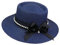 JK Home Panama Eté Femme Chapeau de Soleil avec Nœud de Papillon Capeline Large Bord pour Plage Mariage Camping Marine Bleu