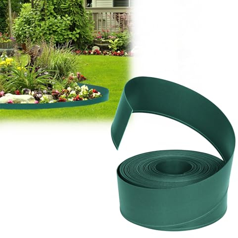VA-Cerulean Kunststoff Rasenkante,20m,Grün,Flexible Beetumrandung für Gartenpflanzen und Gemüseanbau,Beeteinfassung Palisade,Gartenpalisade,Beetzaun,Randsteine