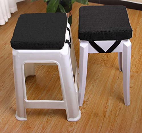 EN AyuL 2 Stück Stuhl-Sitzkissen, verdickt, 5/8 cm, quadratisch, für Esszimmerstuhl, rutschfest, Sitzkissen für Zuhause, Küche, Stuhl, Hocker, Pad (30 x 30 x 5 cm, schwarz)