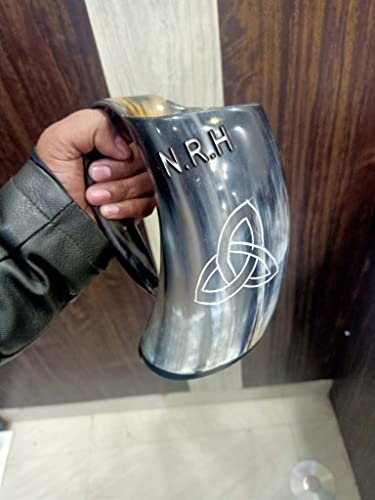 Viking Drinking Horn Mug Handcrafted Ox Cup Goblet - Drink Mead & Beer Like Game of Thrones Heroes with This Large Tankard Stein - Great Craftsmanship A Perfect Present for Real Men