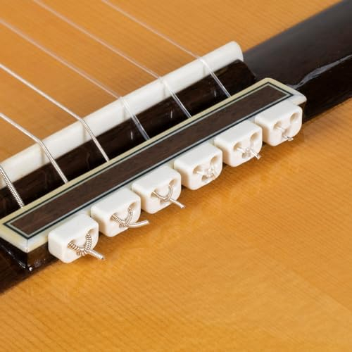 Alba Guitar Beads Klassikgitarren Perlen in weiß glänzend für Akustikgitarre Flamenco-Gitarre mit Nylonsaiten